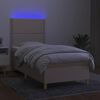 vidaXL Boxspring met matras en LED stof cr&egrave;mekleurig 80x200 cm