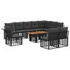 vidaXL Tuinbankenset 11 st Zwart en Donkergrijs poly rattan