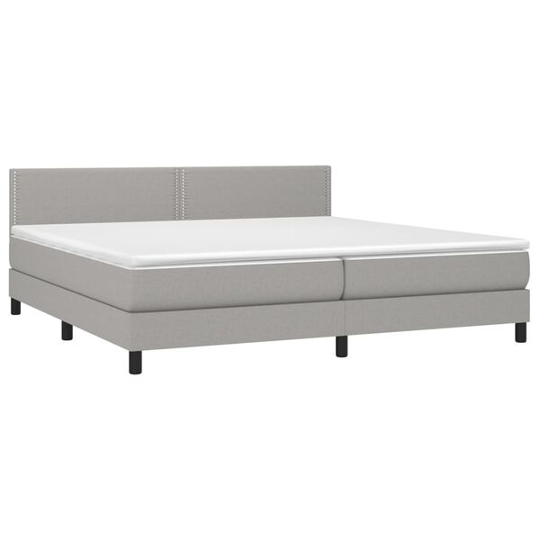 vidaXL Boxspring met matras en LED stof lichtgrijs 200x200 cm