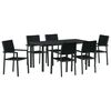 vidaXL Tuin eettafelset 7 pcs Zwart Gepoedercoat staal