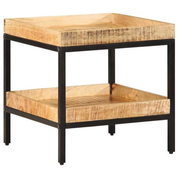 vidaXL Bijzettafel met plank Bruin 45 x 45 x 45 cm Massief Mango Hout