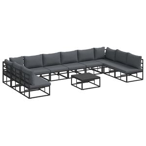 vidaXL Tuinbankenset met kussen 11 pcs Zwart Aluminium