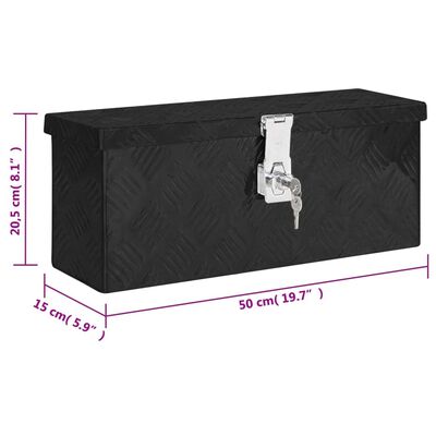 vidaXL Opbergbox 50x15x20,5 cm aluminium zwart