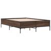 vidaXL Bedframe bewerkt hout metaal bruin eikenkleur 135x190 cm