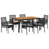 vidaXL Tuin eettafelset 7 st Zwart poly rattan