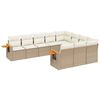vidaXL 10-delige Loungeset met kussens poly rattan beige