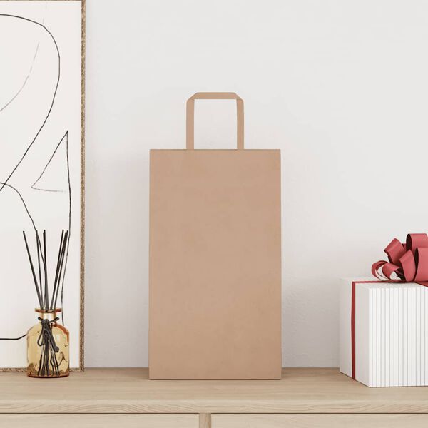 vidaXL Papieren zakken 250 st met hengsels 21x11x36 cm bruin