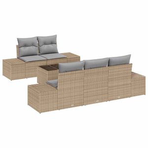 vidaXL Tuin Sofa Set 6 st Beige en Grijs poly rattan