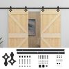 vidaXL Schuifdeur 2 st 90 x 210 cm Massief grenenhout Naturel en Zwart