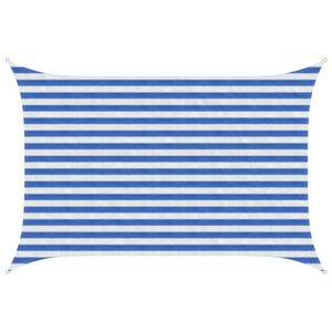 vidaXL Zonneschaduwzeil 2 x 3 m HDPE Rechthoekig Blauw en Wit
