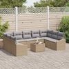 vidaXL Tuin Sofa Set met kussen 9 pcs Beige en Licht Grijs poly rattan