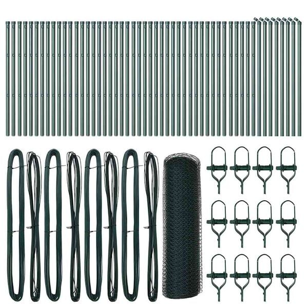 vidaXL Afrasteringspaal Groen 100 x 0,4 m (13 mm gaas) Staal en PVC