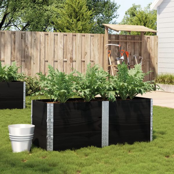 vidaXL Plantenbak 150x50 cm massief grenenhout zwart