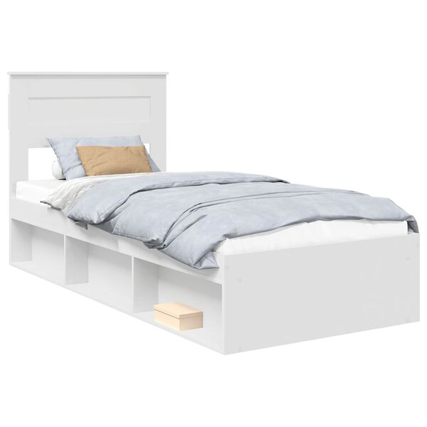 vidaXL Bedframe met hoofdeinde Wit 100 x 200 cm Massief grenenhout