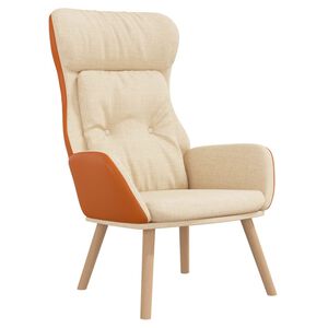vidaXL Relaxstoel stof en PVC cr&egrave;mekleurig