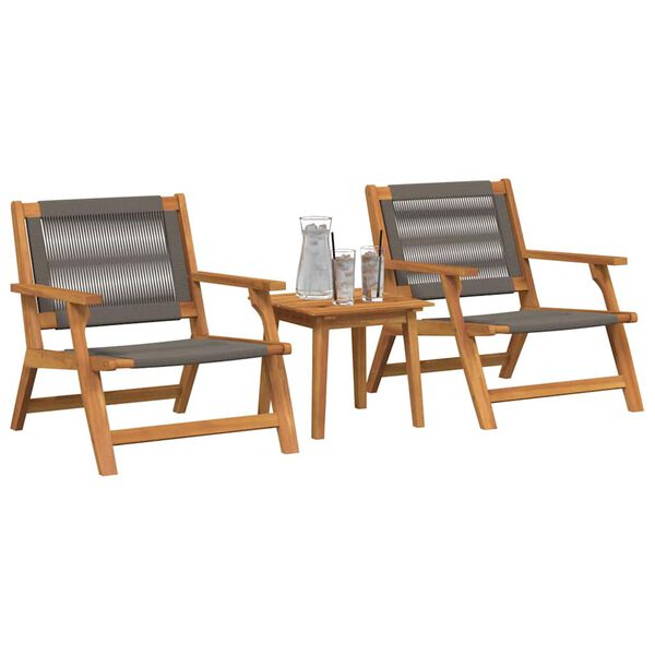 vidaXL Tuinstoelen met Tafel 3 pcs Grijs Massief Acaciahout