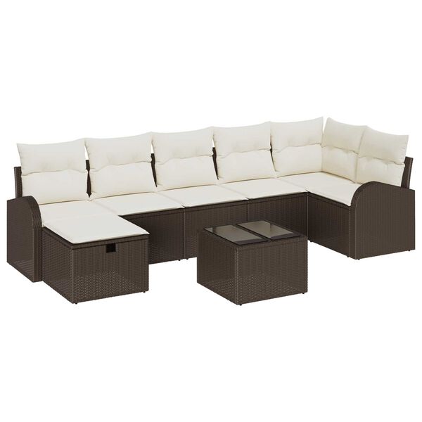 vidaXL Tuin Sofa Set met kussen met opslag 8 pcs Bruin Poly riet