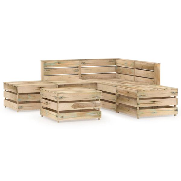 vidaXL 6-delige Loungeset groen ge&iuml;mpregneerd grenenhout