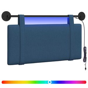 vidaXL Hangend hoofdbord Met LED-verlichting Blauw Stof