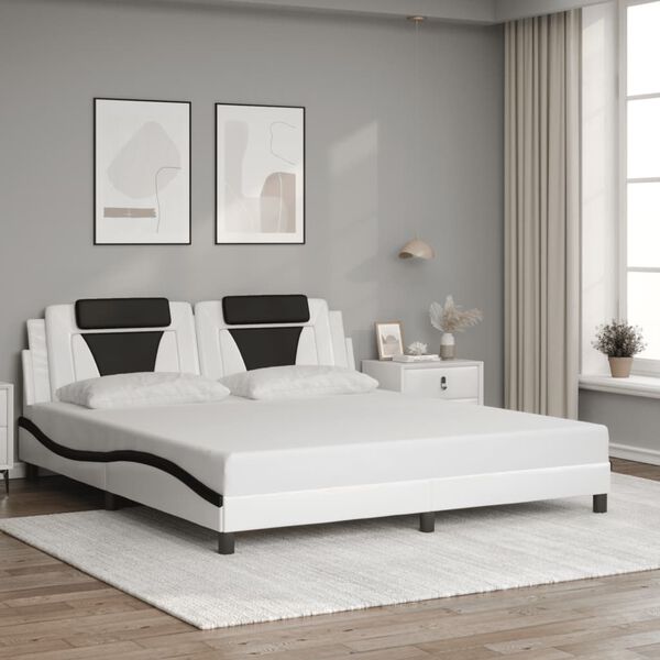 vidaXL Bedframe "Viana" met LED zonder matras wit en zwart 180x200 cm