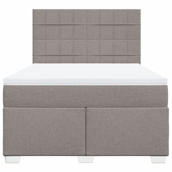 vidaXL Boxspring met matras stof taupe 140x200 cm