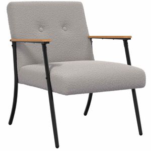 vidaXL Fauteuil Lichtgrijs Krullend Wol-achtig Stof
