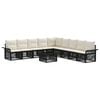 vidaXL Tuinbankenset 10 st 11-zits Zwart poly rattan