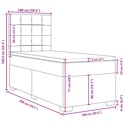 vidaXL Boxspring met matras stof taupe 100x200 cm