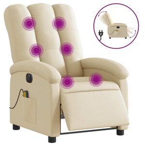 vidaXL Massagestoel elektrisch verstelbaar stof cr&egrave;mekleurig
