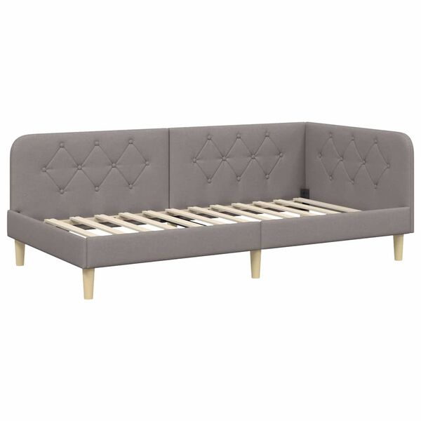 vidaXL Hoekbedframe met hoofdeinde Taupe 90 x 200 cm Stof