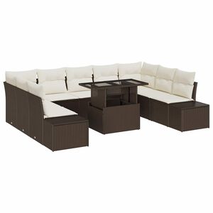 vidaXL Tuin Sofa Set 10 st Bruin en Cr&egrave;me poly rattan