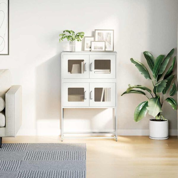 vidaXL Hoge kast 68x39x107 cm staal wit