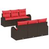 vidaXL Tuin Sofa Set met opslag 7 pcs Beige en Rood poly rattan