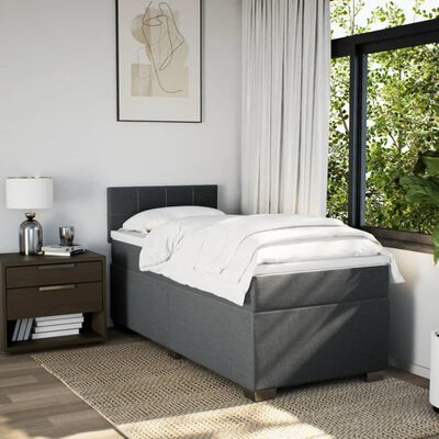 vidaXL Boxspring met matras stof donkergrijs 100x200 cm