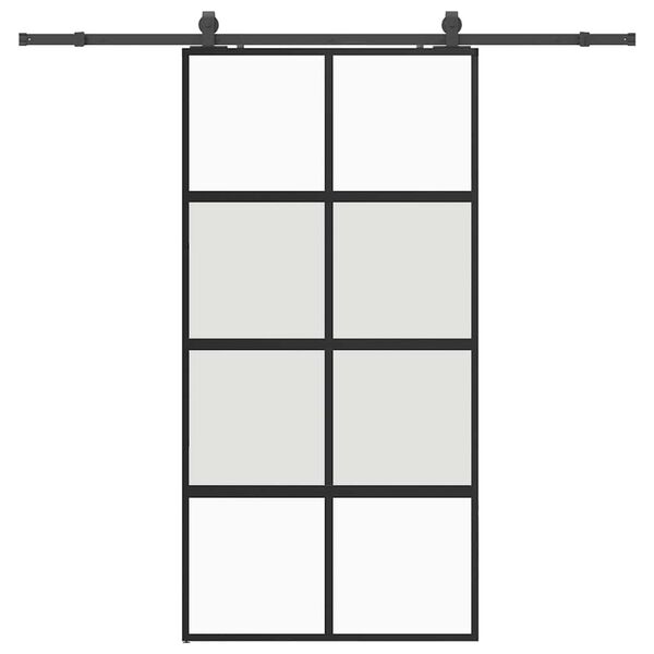 vidaXL Schuifdeur met beslagset 102,5x205 cm gehard glas zwart