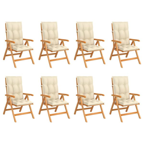 vidaXL Tuinstoelen 8 st verstelbaar met kussens massief teakhout