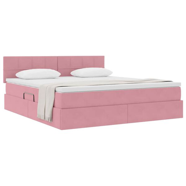 vidaXL Opslag bed met matras met hoofdeinde Roze 160 x 200 cm Fluweel