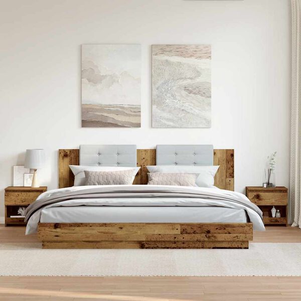 vidaXL Nachtkastjes 2 st 40x30x39 cm bewerkt hout oud houtkleurig