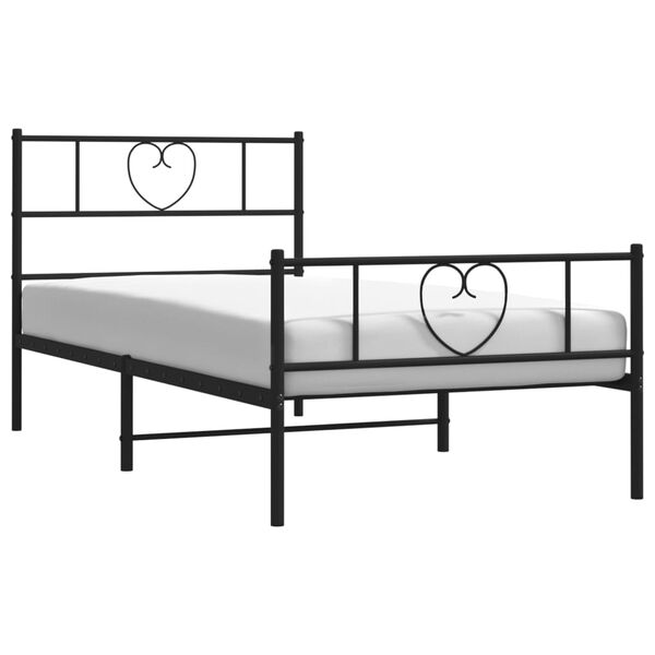 vidaXL Bedframe met hoofd- en voeteneinde metaal zwart 80x200 cm