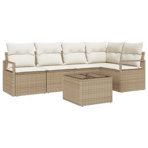 vidaXL Tuin Sofa Set met kussen met opslag 6 pcs Beige en Cr&egrave;me