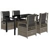 vidaXL 5-delige Tuinset met kussens poly rattan grijs