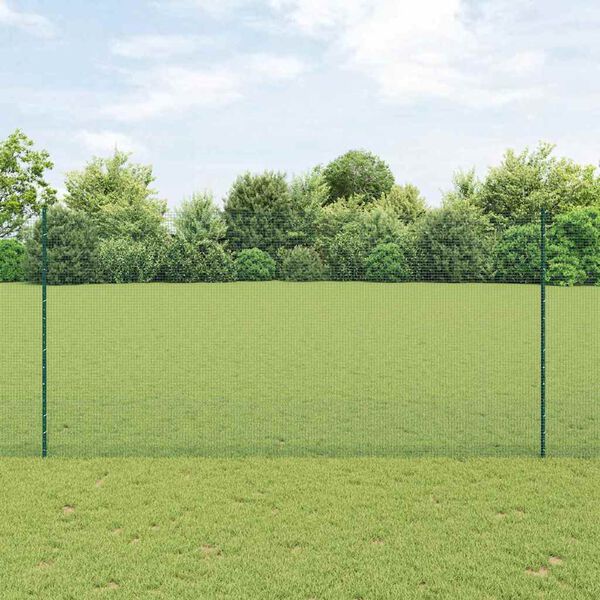 vidaXL Hek met Paal Groen 1,5 x 25 m Staal en PVC