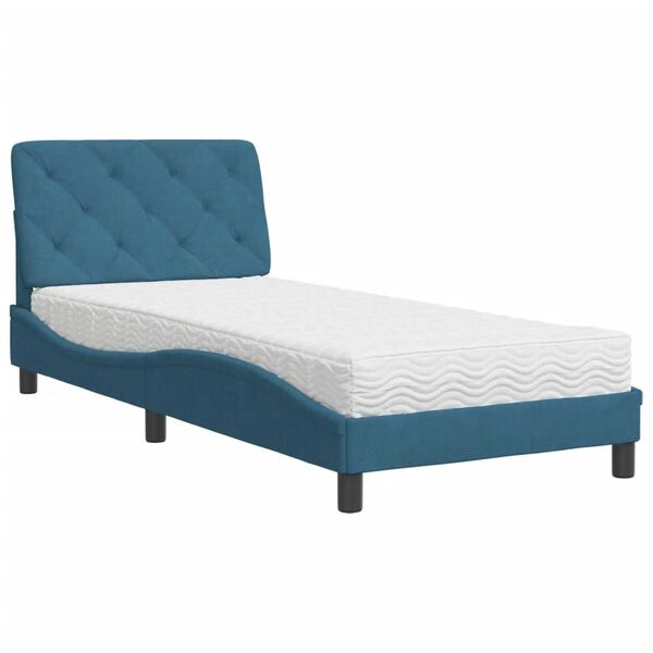 vidaXL Bed met matras fluweel blauw 80x200 cm