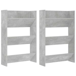 vidaXL Wandschoenenkasten 2 st 60x18x90 cm spaanplaat betongrijs