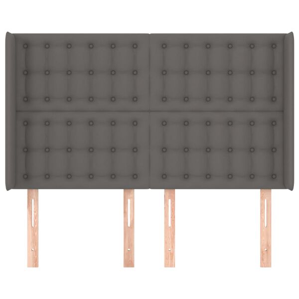 vidaXL Hoofdbord met randen 147x16x118/128 cm kunstleer grijs