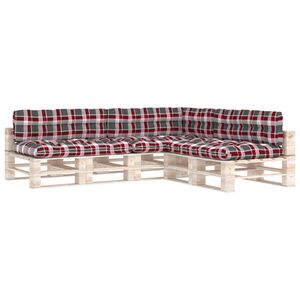 vidaXL Bankkussens pallet 7 st ruitpatroon rood