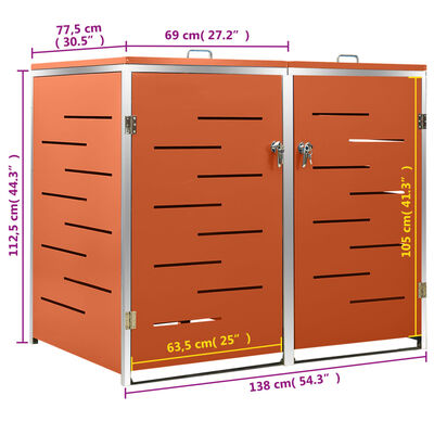 vidaXL Containerberging dubbel 138x77,5x112,5 cm roestvrij staal