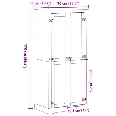 vidaXL Kledingkast Corona 76x50x170 cm massief grenenhout