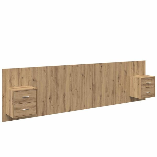 vidaXL Hoofdbord Met Kast met lade 3 pcs Artisan Eiken Bewerkt hout