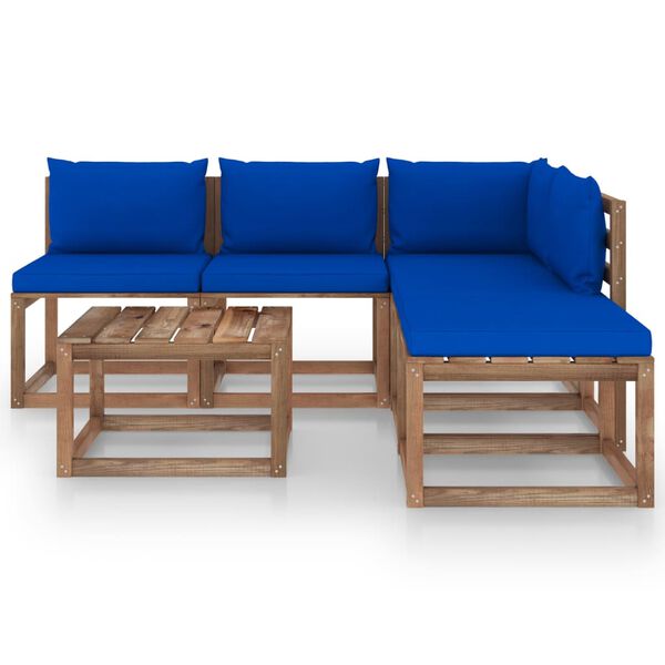 vidaXL 6-delige Loungeset pallet met kussens ge&iuml;mpregneerd grenenhout